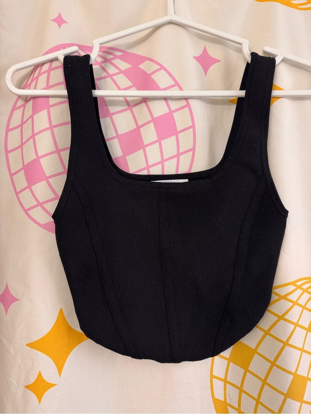 Babaton (aritzia) black ribbed corset style top